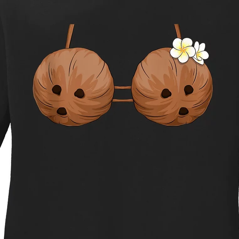 Summer Coconut Bra Halloween Costume Hawaii Aloha Beach Ladies Long Sleeve Shirt