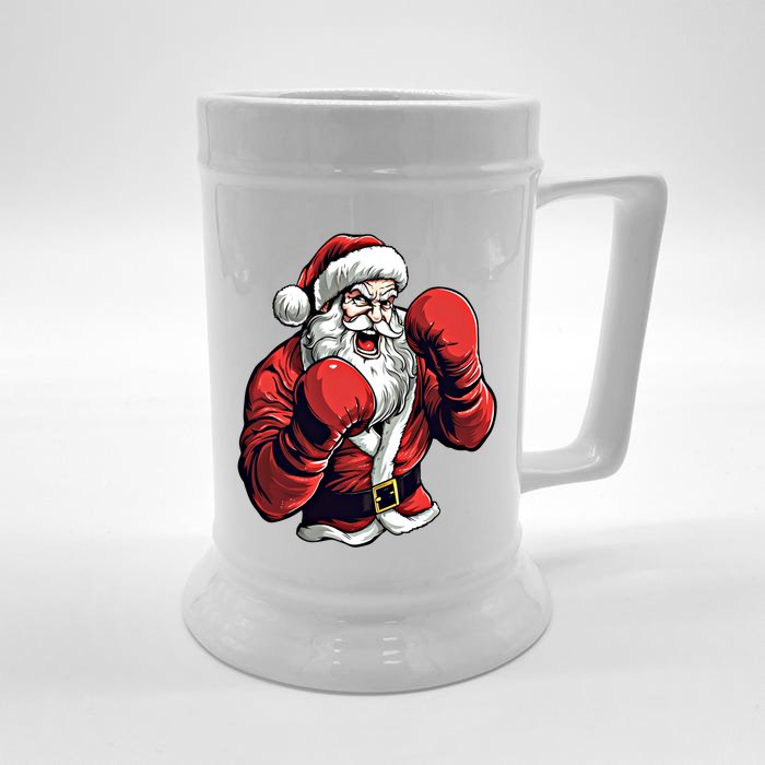 Santa Claus Boxing Funny Boxer Christmas Boxing Xmas Great Gift Front & Back Beer Stein