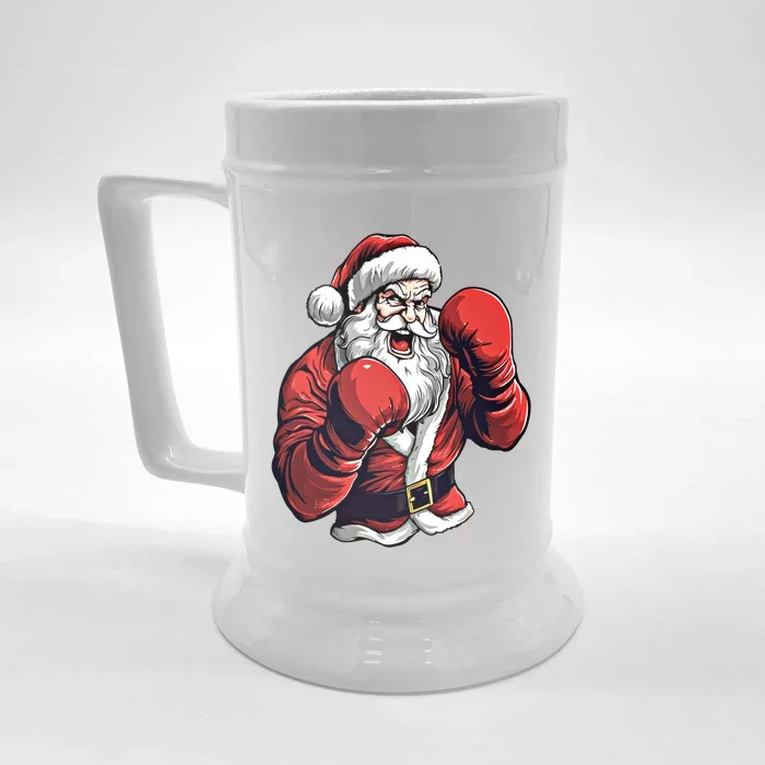 Santa Claus Boxing Funny Boxer Christmas Boxing Xmas Great Gift Front & Back Beer Stein