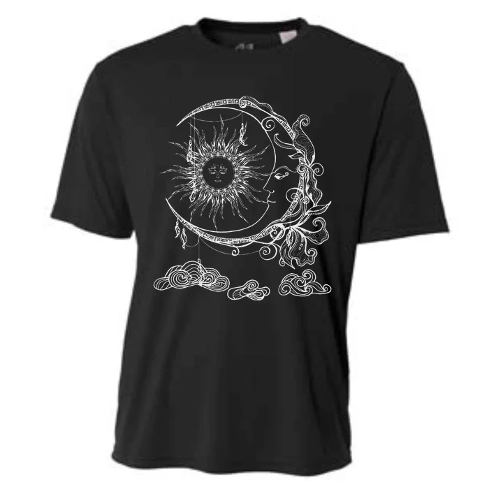 Space Celestial Bodies Sun Moon Boho Luna Solar Astronomy Cooling Performance Crew T-Shirt