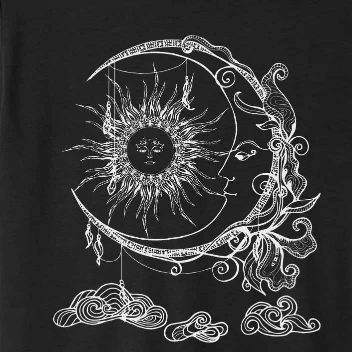 Space Celestial Bodies Sun Moon Boho Luna Solar Astronomy ChromaSoft Performance T-Shirt