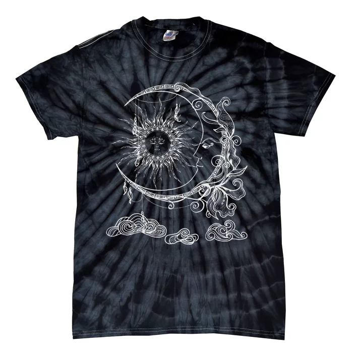 Space Celestial Bodies Sun Moon Boho Luna Solar Astronomy Tie-Dye T-Shirt