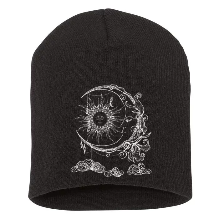 Space Celestial Bodies Sun Moon Boho Luna Solar Astronomy Short Acrylic Beanie