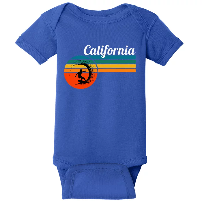 Surf California Beach Vintage Retro Surf Baby Bodysuit