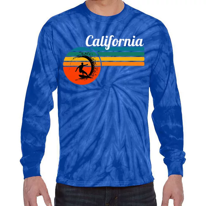 Surf California Beach Vintage Retro Surf Tie-Dye Long Sleeve Shirt