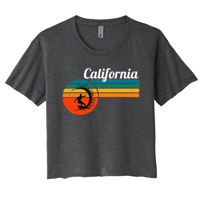 Surf California Beach Vintage Retro Surf Women's Crop Top Tee