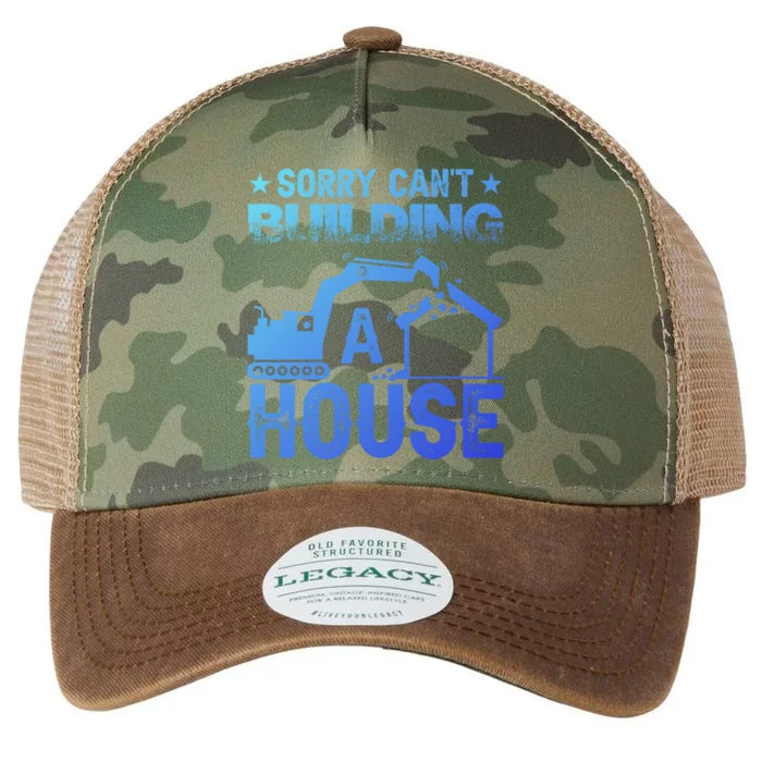 Sorry Cant Building A House Construction Worker Funny Gift Legacy Tie Dye Trucker Hat