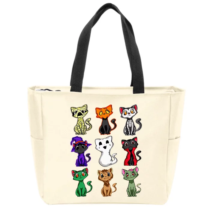 Spooky Cute Black Cat Lover Halloween Funny Costume Cat Mom Zip Tote Bag