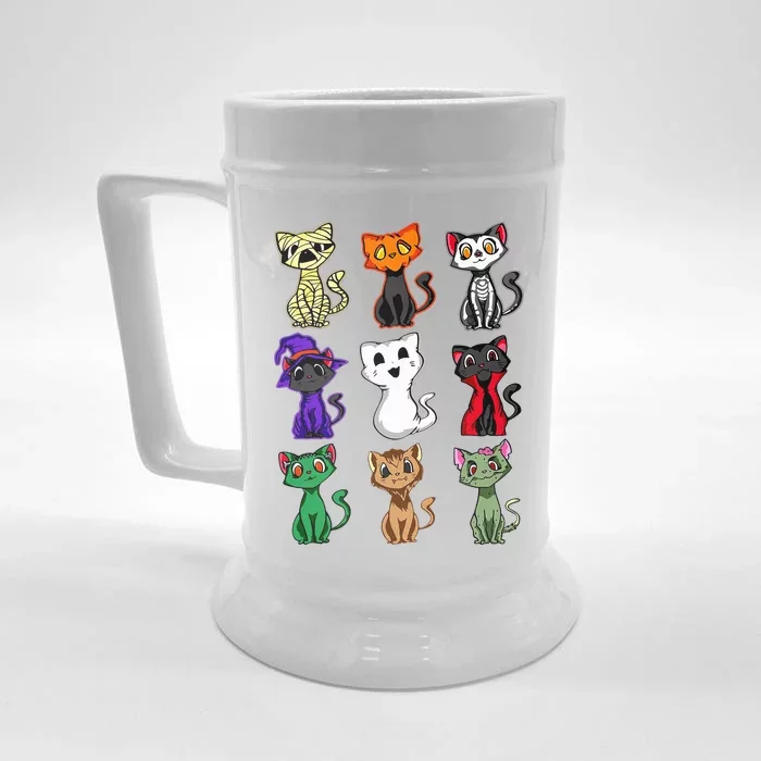 Spooky Cute Black Cat Lover Halloween Funny Costume Cat Mom Front & Back Beer Stein