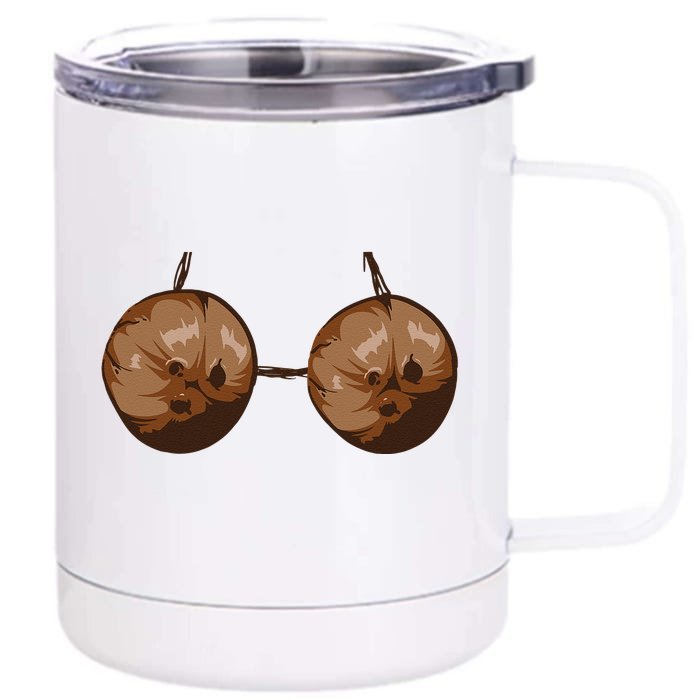 Summer Coconut Bra Halloween Costume Funny Front & Back 12oz Stainless Steel Tumbler Cup