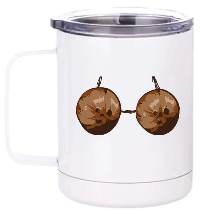 Summer Coconut Bra Halloween Costume Funny Front & Back 12oz Stainless Steel Tumbler Cup