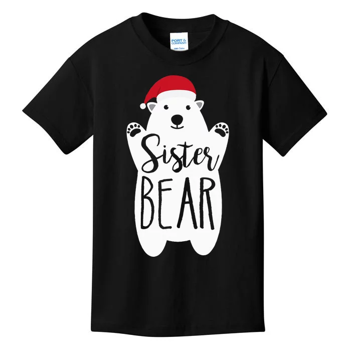 Sister Christmas Bear Santa Gift Family Matching Pajamas Kids T-Shirt