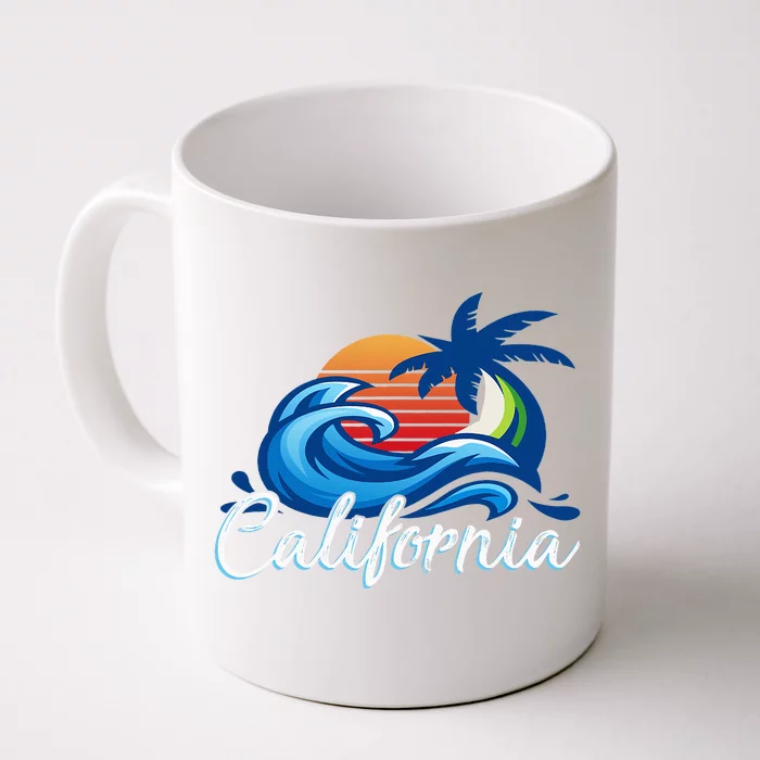 Sunset Cali Beach Waves Surfing Usa California Front & Back Coffee Mug