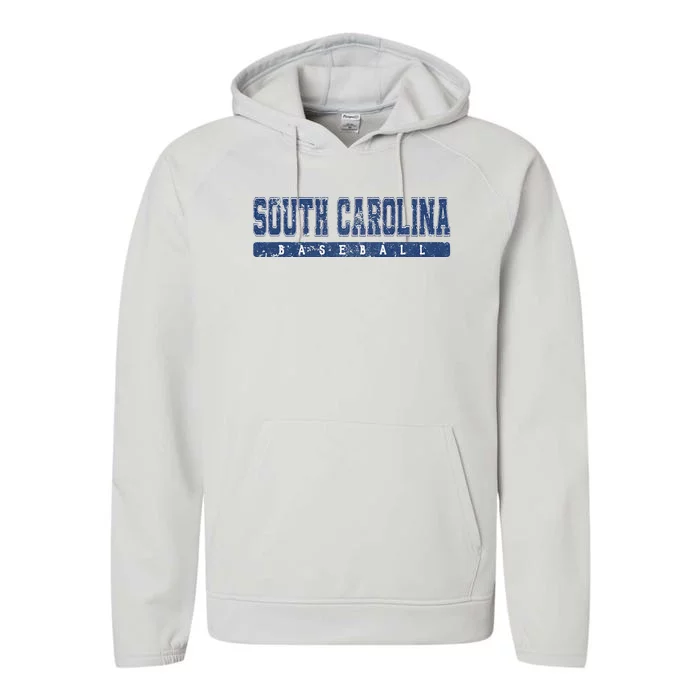 South Carolina Baseball Blue Vintage Performance Fleece Hoodie