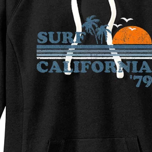 Surf California Beach Retro Sunset Surf 70s Women's Fleece Hoodie