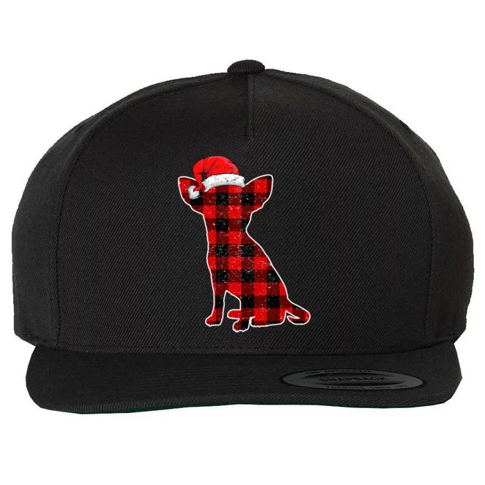 Santa Chihuahua Buffalo Plaid Gift Merry Christmas Dog Gift Wool Snapback Cap