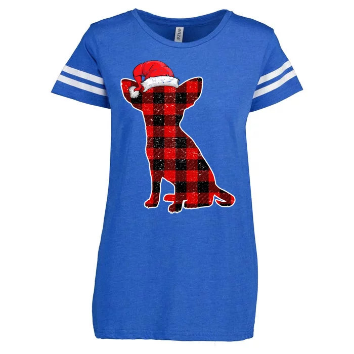 Santa Chihuahua Buffalo Plaid Gift Merry Christmas Dog Gift Enza Ladies Jersey Football T-Shirt