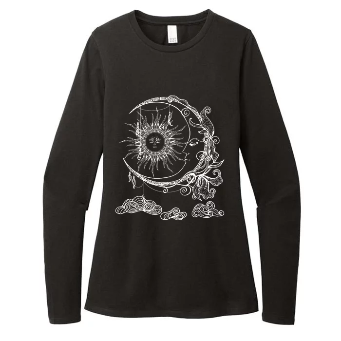 Space Celestial Bodies Sun Moon Boho Luna Solar Astronomy Womens CVC Long Sleeve Shirt