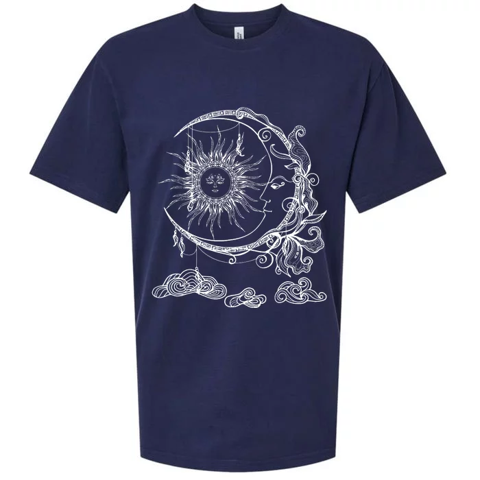 Space Celestial Bodies Sun Moon Boho Luna Solar Astronomy Sueded Cloud Jersey T-Shirt