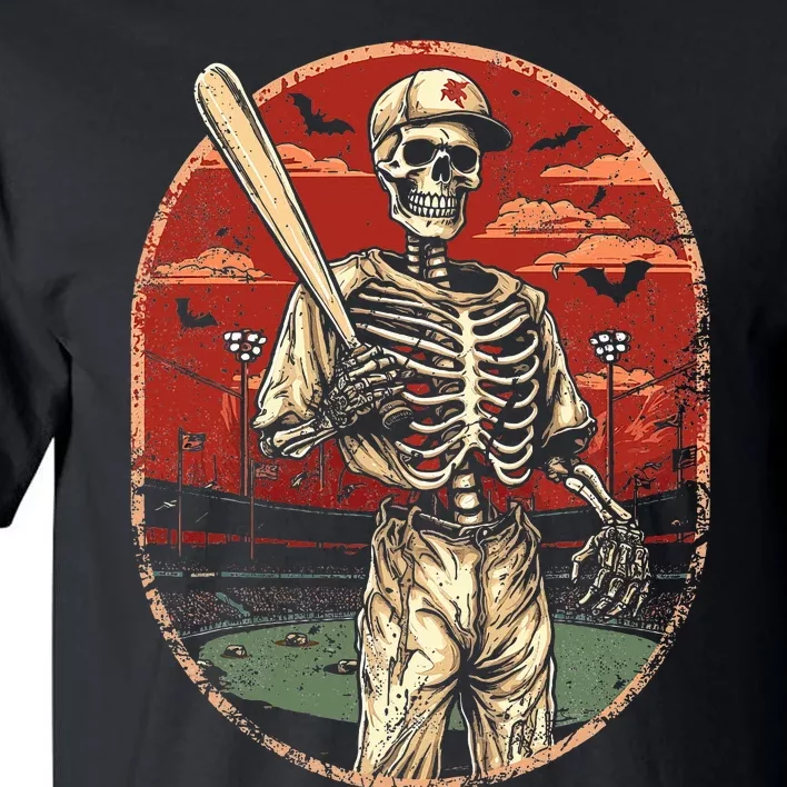 Spooky Creepy Baseball Skeleton Halloween Tall T-Shirt