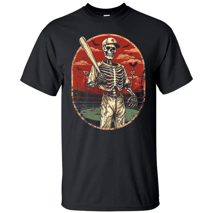 Spooky Creepy Baseball Skeleton Halloween Tall T-Shirt