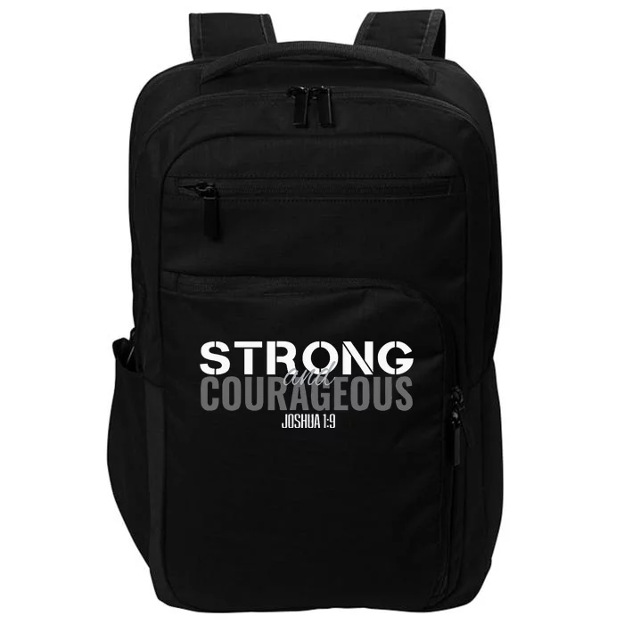 Strong & Courageous Bible Verse Tee For Women Men Christian Impact Tech Backpack