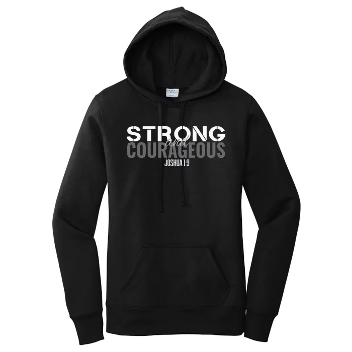 Strong & Courageous Bible Verse Tee For Women Men Christian Women's Pullover Hoodie