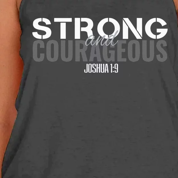 Strong & Courageous Bible Verse Tee For Women Men Christian Women's Knotted Racerback Tank