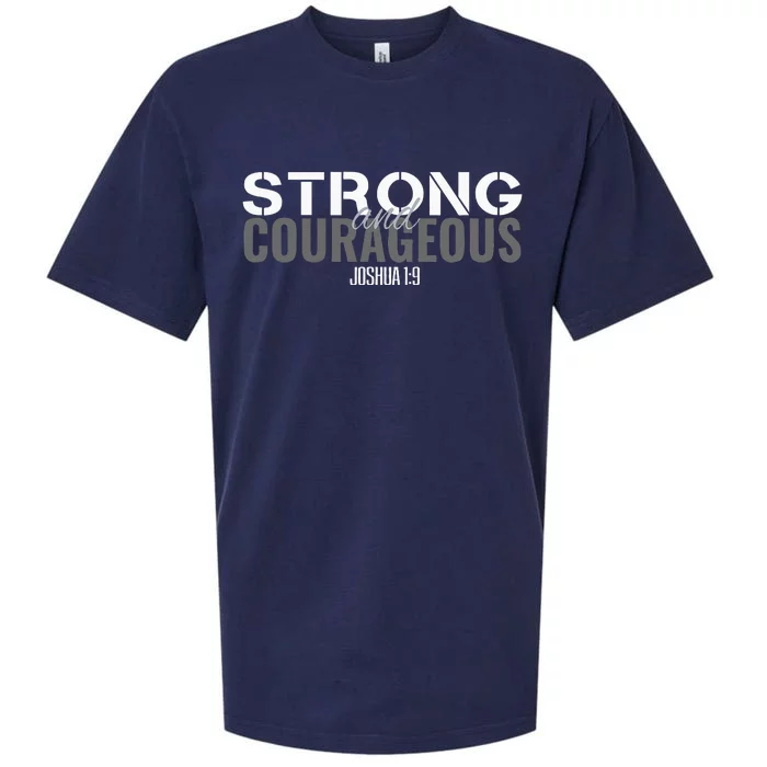 Strong & Courageous Bible Verse Tee For Women Men Christian Sueded Cloud Jersey T-Shirt