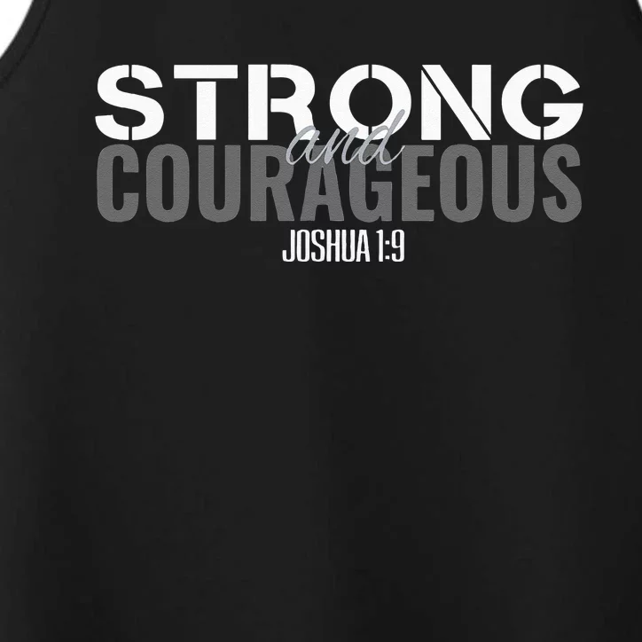 Strong & Courageous Bible Verse Tee For Women Men Christian Performance Tank