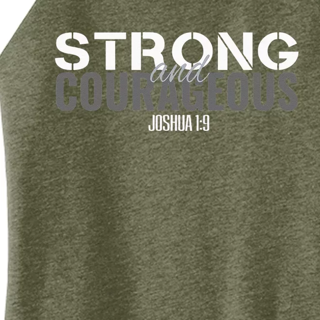 Strong & Courageous Bible Verse Tee For Women Men Christian Women’s Perfect Tri Rocker Tank