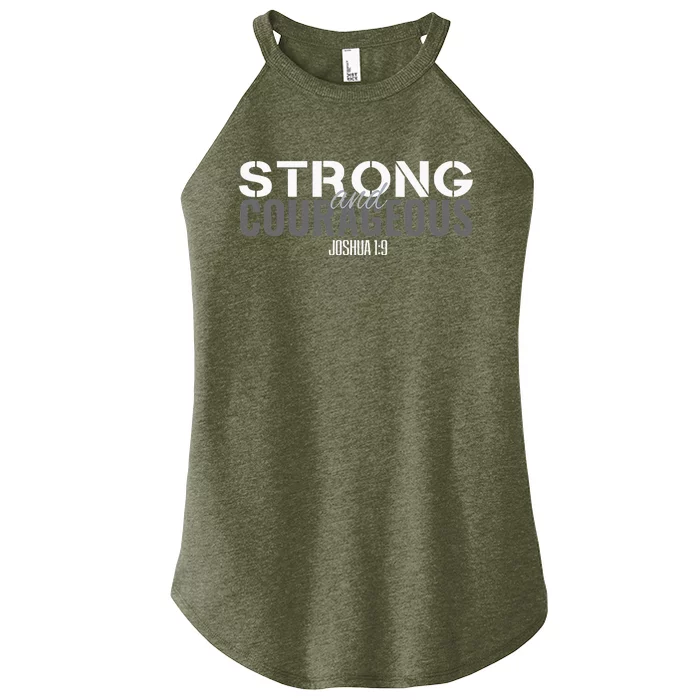 Strong & Courageous Bible Verse Tee For Women Men Christian Women’s Perfect Tri Rocker Tank