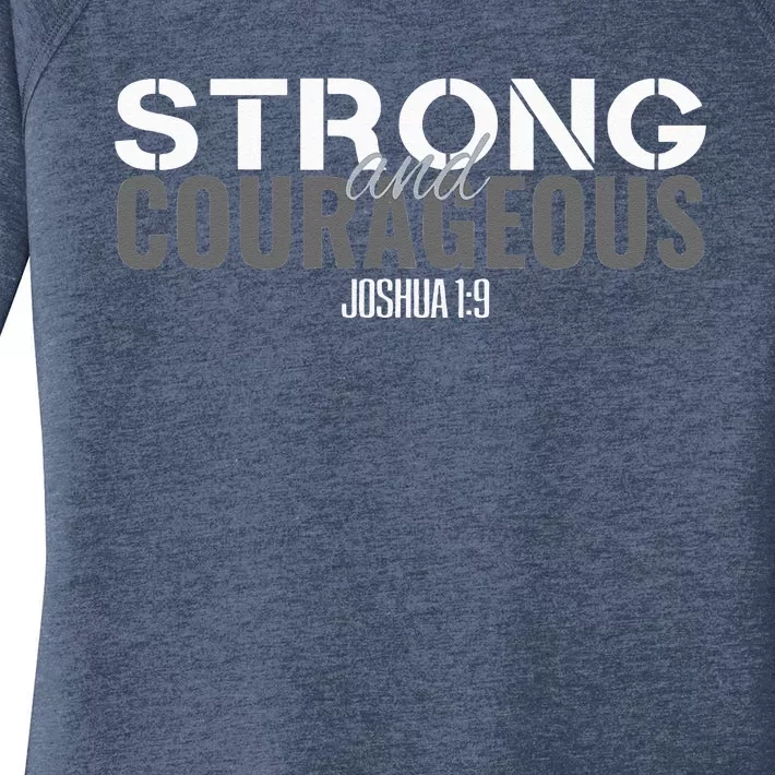 Strong & Courageous Bible Verse Tee For Women Men Christian Women's Perfect Tri Tunic Long Sleeve Shirt