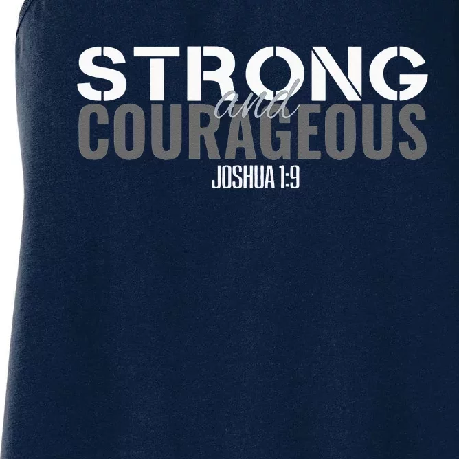 Strong & Courageous Bible Verse Tee For Women Men Christian Women's Racerback Tank