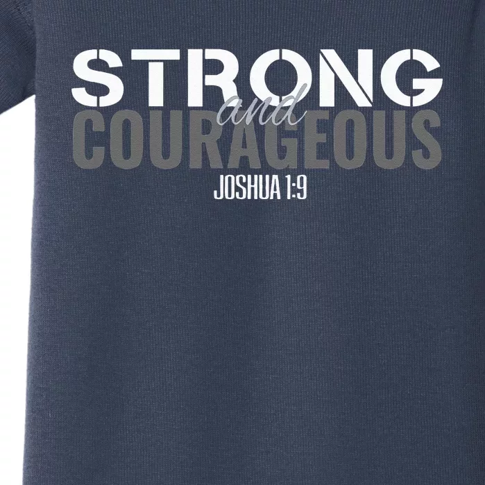 Strong & Courageous Bible Verse Tee For Women Men Christian Baby Bodysuit