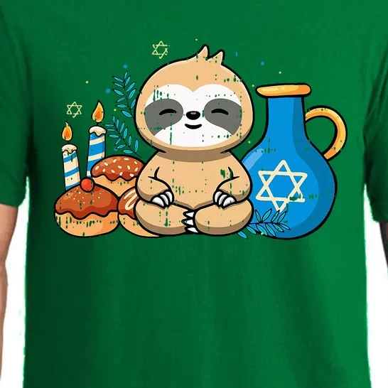 Sloth Challah Bread Hanukkah Star Of David Chanukah Jewish Pajama Set