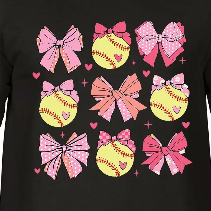 Softball Coquette Bow Softball Mom Mothers Day Comfort Colors T-Shirt