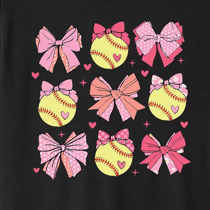 Softball Coquette Bow Softball Mom Mothers Day ChromaSoft Performance T-Shirt