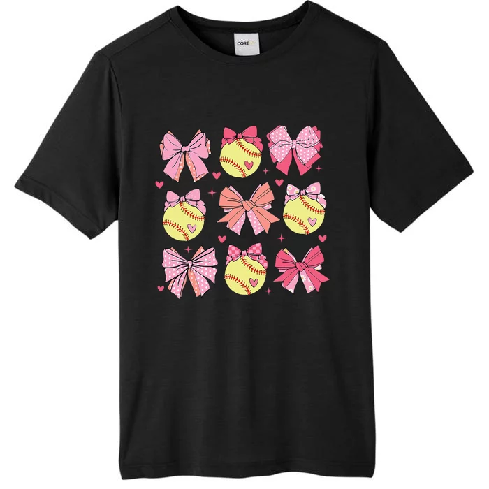 Softball Coquette Bow Softball Mom Mothers Day ChromaSoft Performance T-Shirt