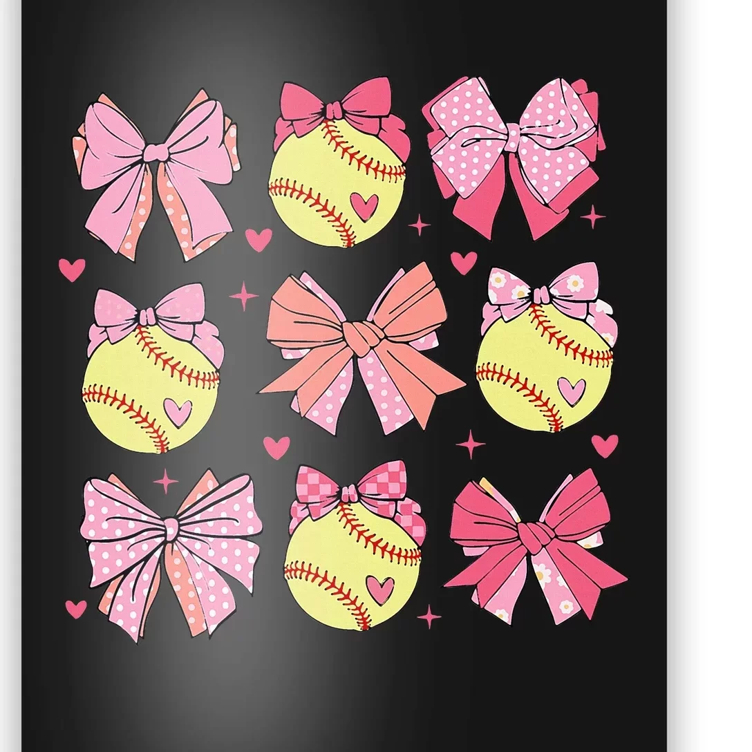 Softball Coquette Bow Softball Mom Mothers Day Poster