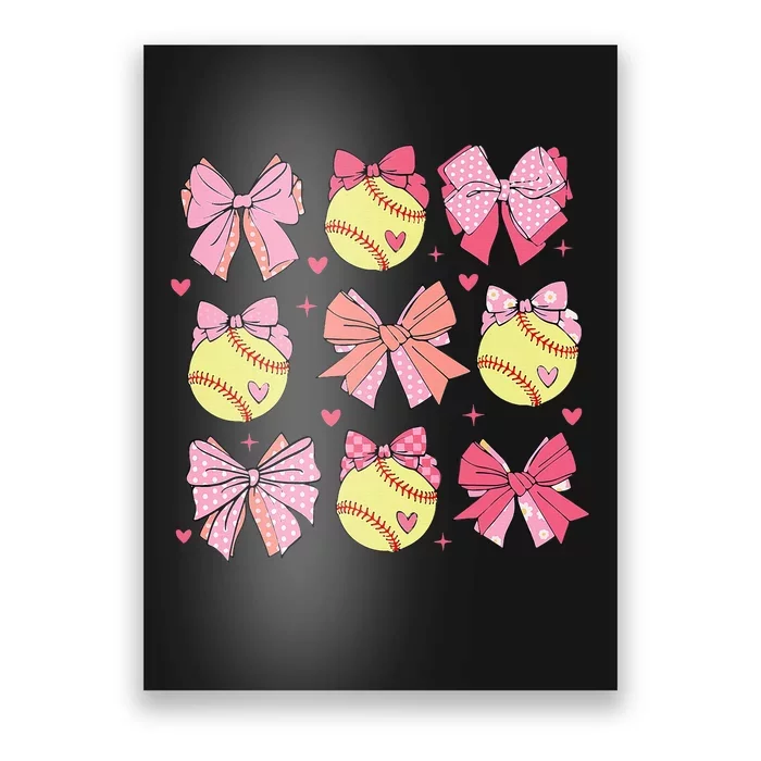 Softball Coquette Bow Softball Mom Mothers Day Poster