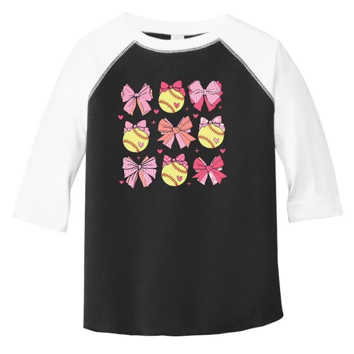 Softball Coquette Bow Softball Mom Mothers Day Toddler Fine Jersey T-Shirt