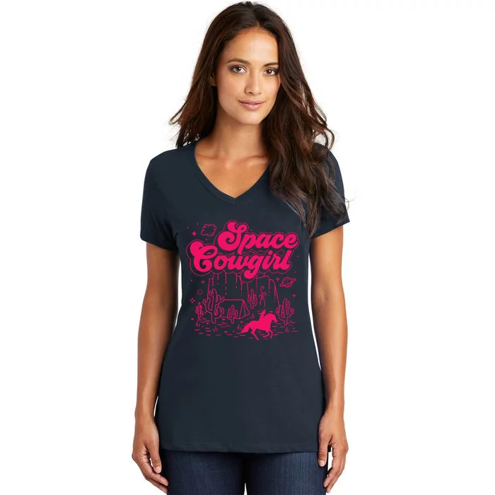 Space Cowgirl Bachelorette Party Rodeo Girl Wo Women's V-Neck T-Shirt