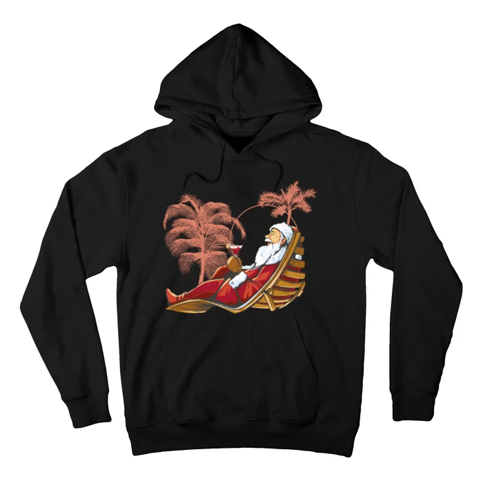 Santa Claus Beach Cocktail Christmas Hoodie