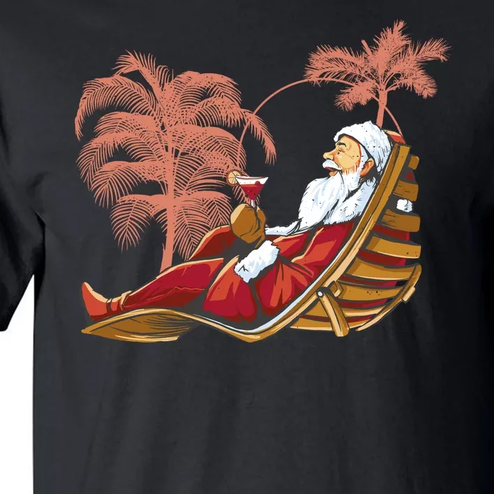 Santa Claus Beach Cocktail Christmas Tall T-Shirt