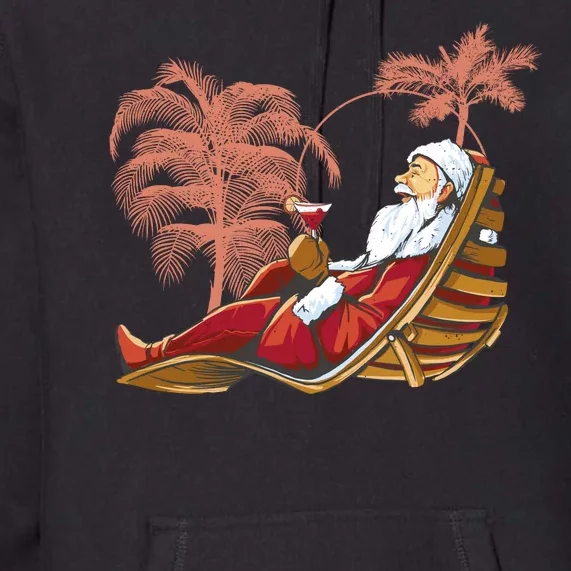 Santa Claus Beach Cocktail Christmas Premium Hoodie