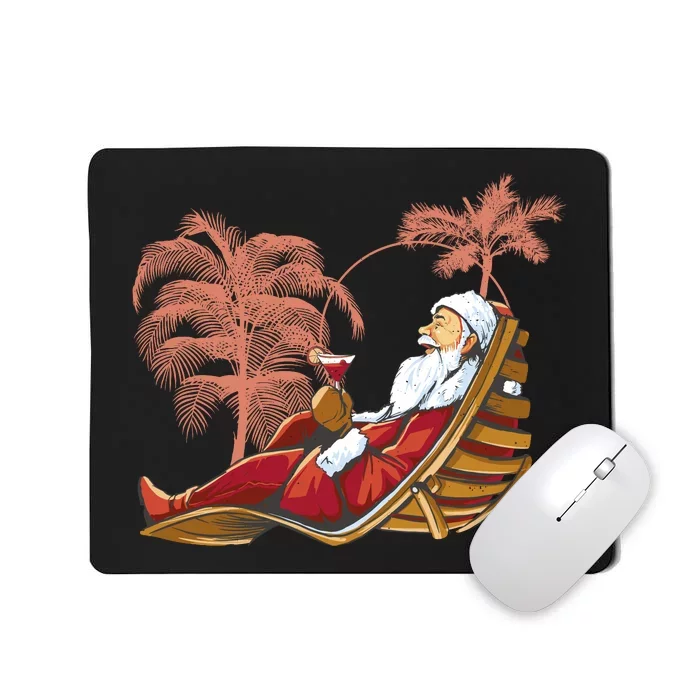 Santa Claus Beach Cocktail Christmas Mousepad