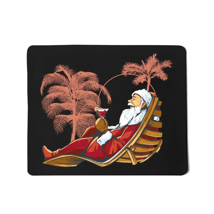 Santa Claus Beach Cocktail Christmas Mousepad