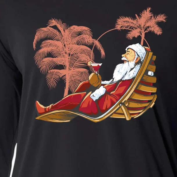 Santa Claus Beach Cocktail Christmas Cooling Performance Long Sleeve Crew