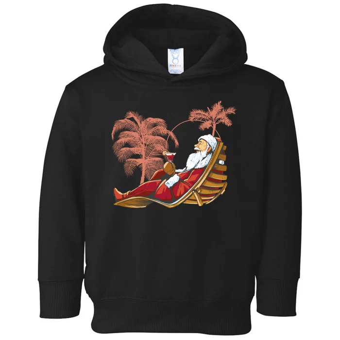 Santa Claus Beach Cocktail Christmas Toddler Hoodie